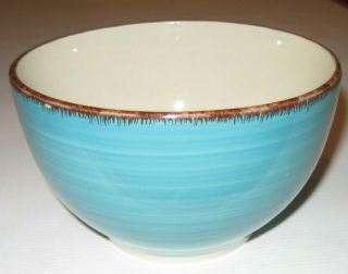 Royal Norfolk Swirl Pottery Stoneware Cereal Soup Bowl Turquoise Blue Set 2