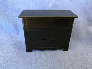 Dollhouse Miniature Wooden Colonial Dark Lacquered Chest Of Three Drawers 1:12