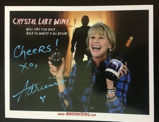 Adrienne King Autographed Signed Postcard.  Friday The 13th.  Crystal Lake Wine.