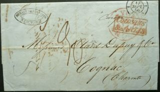 Usa Sept 1850 Stampless Postal Entire From York To Cognac,  France - See