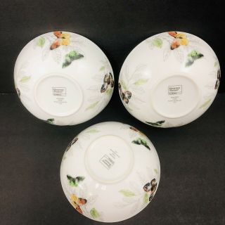 Set Of 3 Mikasa Gourmet Basics Garden Butterfly Soup Cereal Bowls 7 "