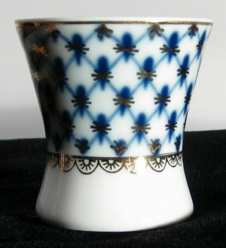 Lomonosov Porcelain_ Cobalt Net_ Egg Cup_russian Imperial