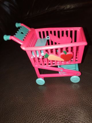 Pink/Green Barbie Miniature Shopping Cart Basket 3