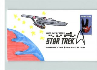 Hand Painted Star Trek,  2016 First Day Of Issue,  Special Pictorial Cancel 1 O