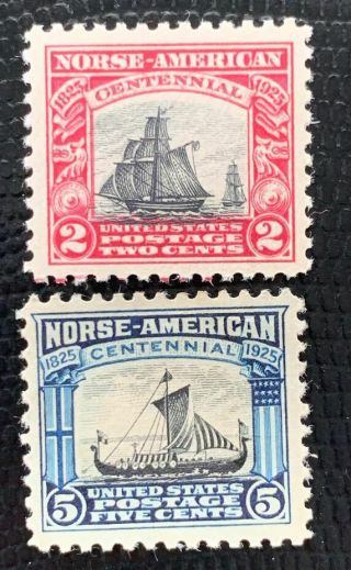 1925 Us Stamp Sc 620 - 621 Norse - American Set Well Centered