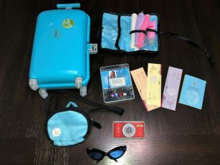 14 Pc Journey Girls 18 " Doll Luggage Suitcase Travel Set Camera Passport Glasses