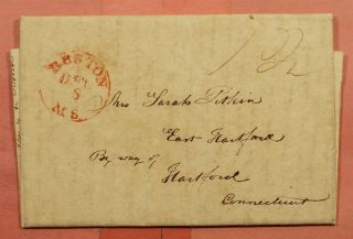 Dr Who 1825 Boston Ma Red Cancel Stampless F/l 167046