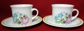Royal Doulton China Dubarry Ls1011 Pattern Set Of Two (2) Cup & Saucers - 2 - 7/8 "