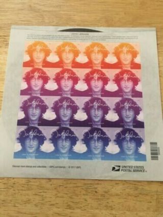 John Lennon Beatles Usa 5313 2018 Rock Music Legend Icon 16 Forever Stamp Sheet