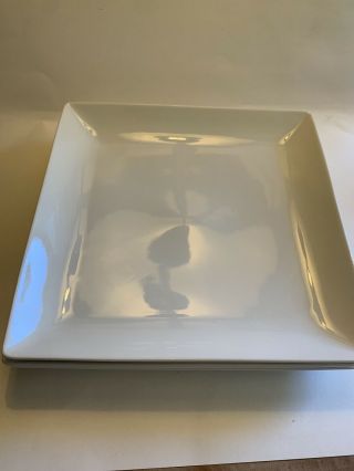 Crate And Barrel Square Deep Dinner Plates Euc.  2 White