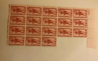 Us Scott 894,  3c Stamp Pony Express 80th Anniversary Sheet Of 18 Mnh Look