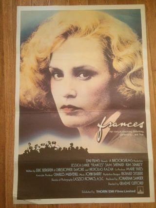 Frances 1982 Film Poster Jessica Lange Sam Shepard