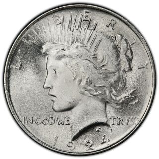 1924 P Peace Dollar Pcgs Ms65 - Trueview Of Actual Coin Pictured