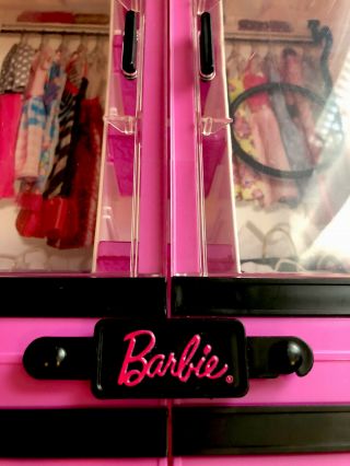 Barbie Pink Wardrobe Closet W/ Handle - Hard Plastic Carrying Case - 2015 Mattel