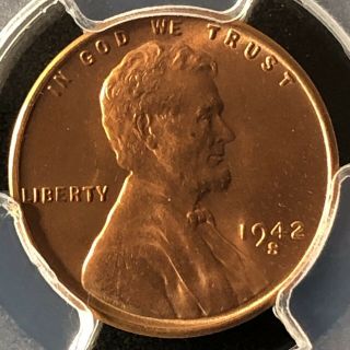 1942 - S 1c Rd Lincoln Wheat One Cent Pcgs Ms67rd  37759393