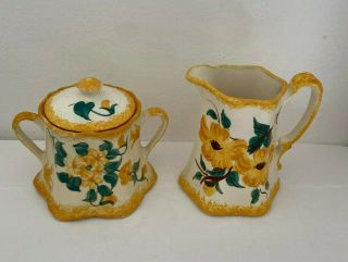 Cash Family Hand Painted Floral Pitcher And Sugar Bowl Set