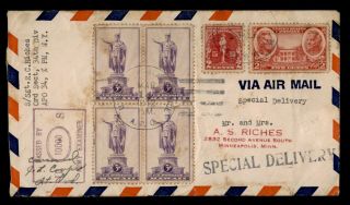 Dr Who 1943 Apo 34 Special Delivery Airmail To Usa Wwii Censored F44606