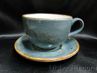 Steelite Craft,  England: Blue 12 Oz Low Cup & Double Well Saucer Set (s)
