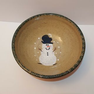 Three Rivers Pottery Coshocton Ohio 1993 Pat 48 Snowman Serving Bowl 9 1/4 "