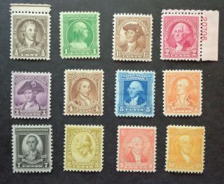 Us Postage Stamps Og Nh Scott 704 - 715 Washington Bicentennial Set Mostly Xf