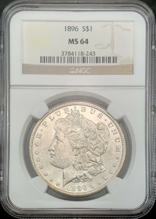 1896 - P NGC MS64 Morgan Silver Dollar Vibrant Speckled Textile Rainbow Toned 3