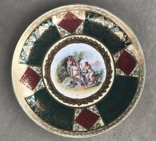 Antique Ackermann & Fritze Royal Vienna Porcelain Plate Signed Emerald Carl Old