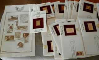 Huge Lot Vintage First Day Covers Golden Replicas Of United States Stamps 22kt