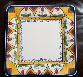 2 Tabletops Gallery Moroccan/chantel 10 5/8 " Square Dinner Plate Great Pattern