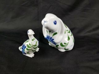 Dansk Rabbit & Duck Figurines Mid - Century Modern -