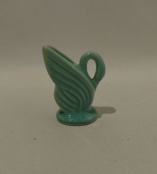 Mcm Shawnee Mccoy Pottery Vase Tiny Miniature Turquoise Bird Pitcher