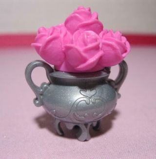 Pink Flower Vase - 2007 Barbie My House Doll Furniture Living Room Coffee Table