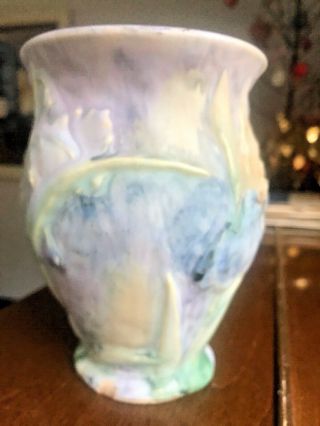 Antique Weller Silverstone Ware Pottery Vase 1920 ' s Callas Daisies 10 1/2 