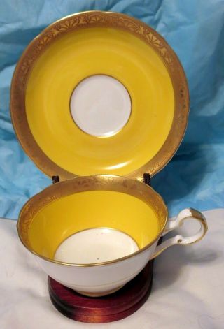 Royal Grafton Fine Bone China England Yellow & Gold Tea Cup & Saucer
