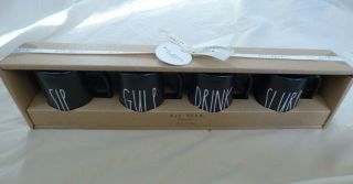 Rae Dunn Black Espresso Cups Mini Small Mugs Set Of 4 Sip Gulp Drink Slurp