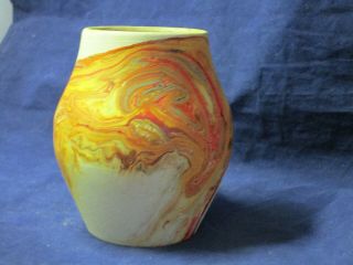 Nemadji Pottery Orange Swirl Vase