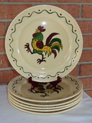 Metlox Poppy Trail Green Rooster Provincial 6 Dinner Plate Plates (a)