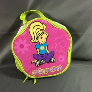 Polly Pocket 2003 Zippered Carrying Case Bag Pink Green For Dolls Girls