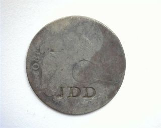 1807 Draped Bust Silver 10 Cents - Lg Eagle - About Good " Jdd " Counterstamp