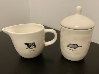 Rae Dunn 2018 Icon Cow Pour Cream Pitcher And Scoop Sugar Bowl