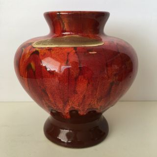 California Pottery Torrance Ca Vase Mid - Century Lava Glaze With Tag