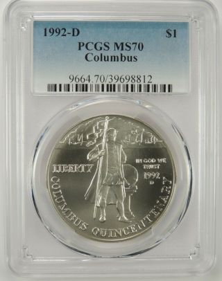 1992 - D $1 Columbus Silver Commemorative Dollar Pcgs Ms70 39698812 - Top Pop