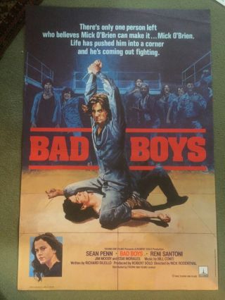 Bad Boys 1983 Film Poster Sean Penn Reni Santoni