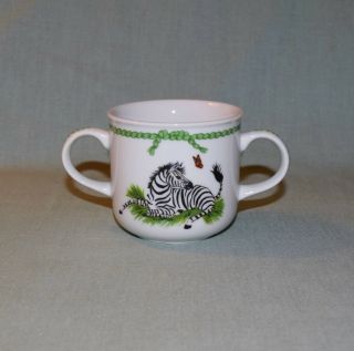 Lynn Chase Jungle Party - Two Handled Child Cup (zebra Elephant Frog) 1988
