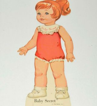 Baby Secret Paper Doll 1966 Mattel No Clothes Doll Only 9.  5 Inches