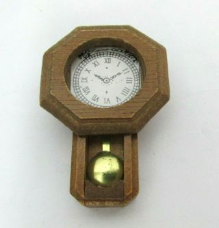 Dollhouse Miniature 1:12 Wooden Wall Clock Pendulum 2 " Wood Shipped From Us