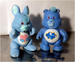 2 X Vintage 1983 And 1985 Agc Poseable Care Bears & Cousins 3.  5 " Toys