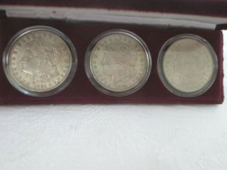 1921 Pds 3 Pc Morgan Silver Dollar Set W/case Extra Fine - Last Year Made