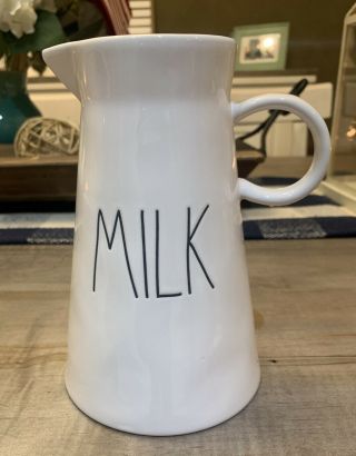 Rae Dunn By Magenta - Milk Ll Pitcher - 7 " White Handled Carafe Pitcher - Nwt