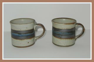 Two Vintage Otagiri Horizon Coffee Mugs Hand Crafted Stoneware Japan 3