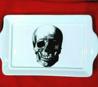 Valorihome Skull Valori Home Italy Ceramic Rectangle Serving Tray Dish Plate 12 "